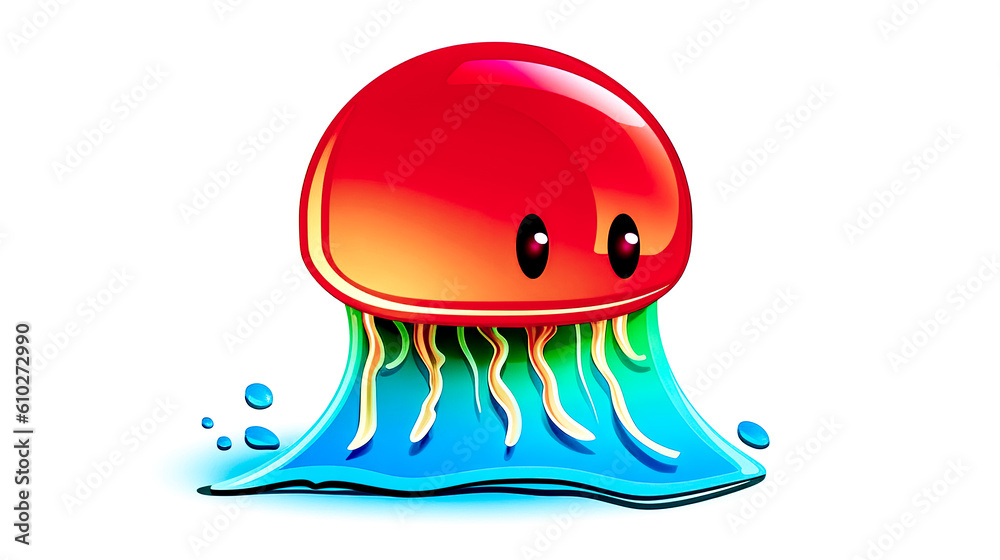 Fototapeta premium Colorful logo jellyfish design illustration, generative AI.