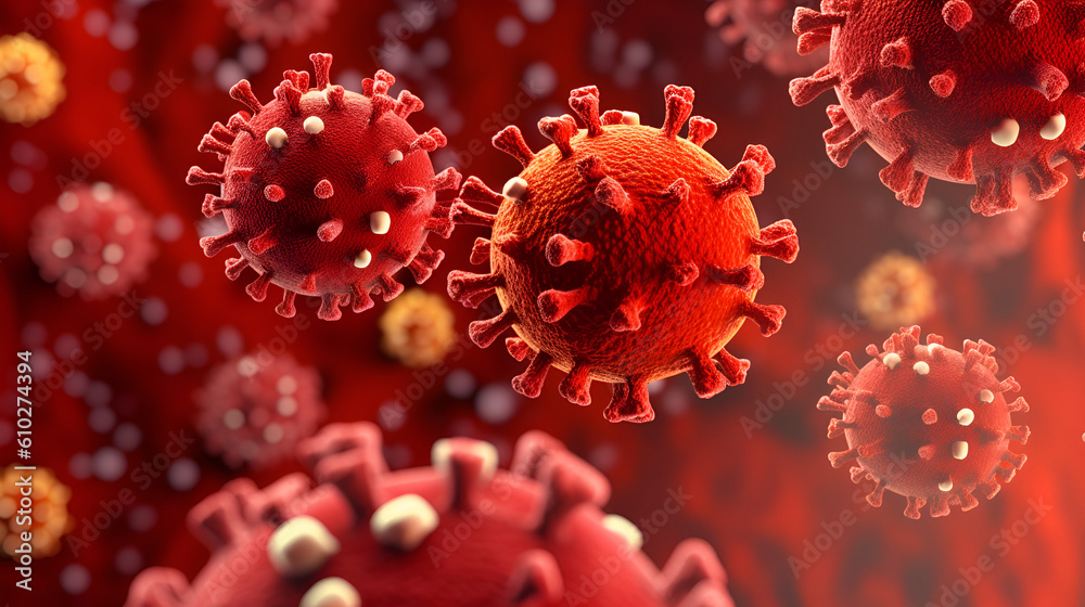 3d Illustration Red Cell Virus for backgound