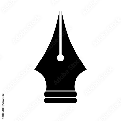 Fountain pen silhouette icon. Pen nib icon. Art. Vector.