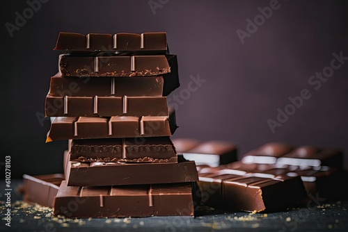Stack of chocolate bars. Generative Ai