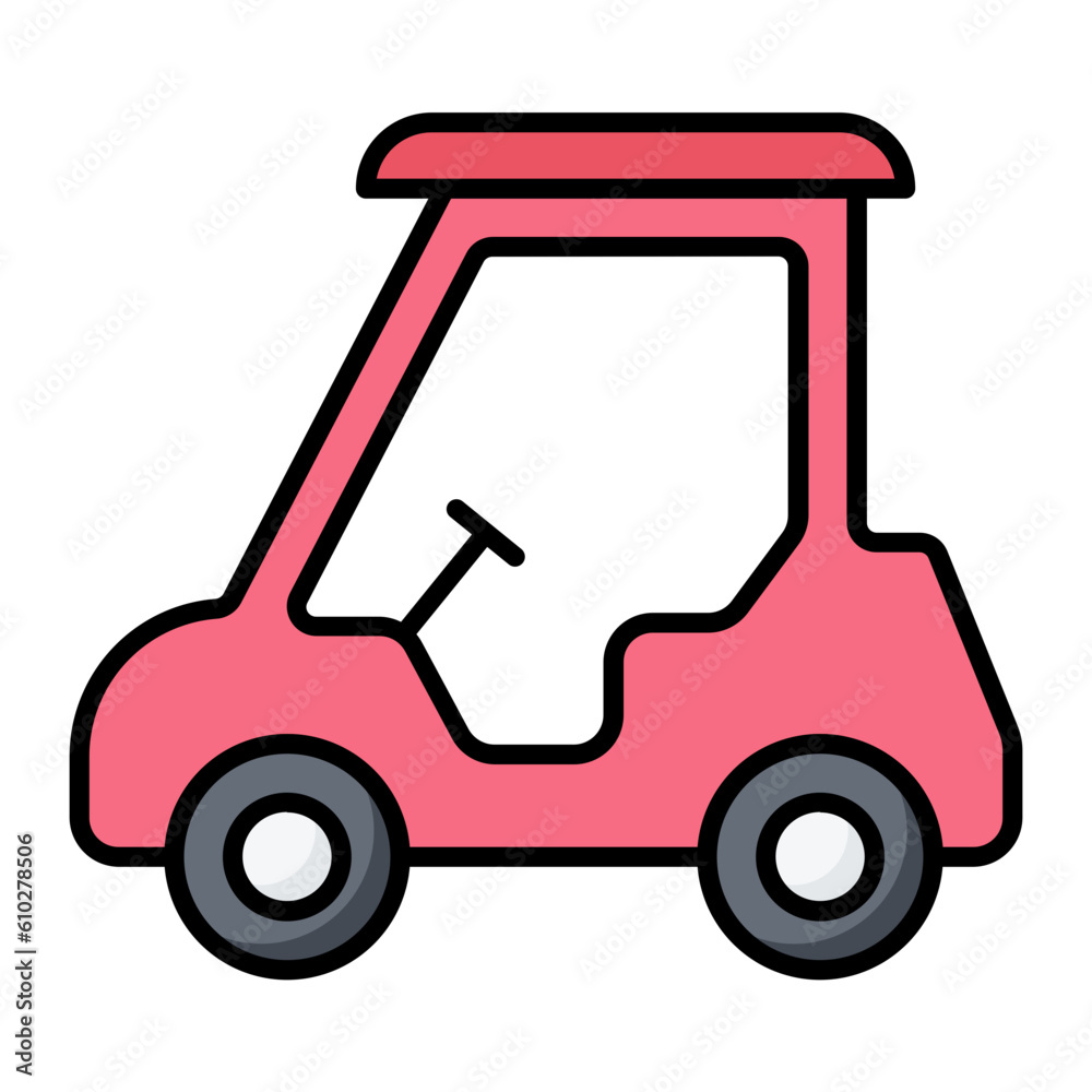 Golf Car Line Color Icon