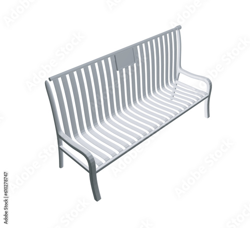 Polygonal Vector Bench isolated. Wooden bench isolated on white background. Park bench isolated over a white background, wrought-iron bench, vector illustration polygonal of outdoor bench. 3D.