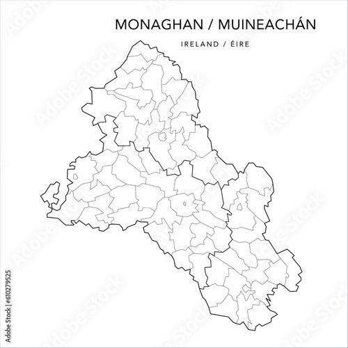 Vector Map of County Monaghan (Countae Mhuineacháin) with the Administrative Borders of County, Districts, Local Electoral Areas and Electoral Divisions from 2018 to 2023 - Republic of Ireland photo