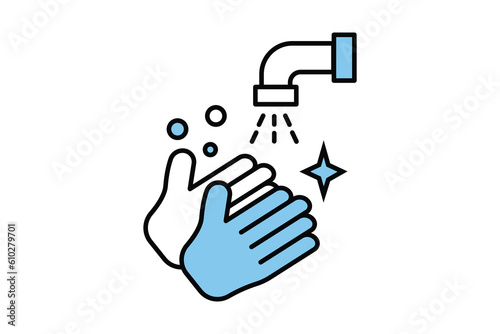 Hand hygiene icon. icon related to hygiene, washing hands. Two tone icon style design. Simple vector design editable