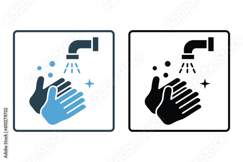 Hand hygiene icon. icon related to hygiene, washing hands. Solid icon style design. Simple vector design editable