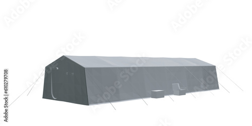 Polygonal gray tent. Vector illustration isolated on white background. Tent for hiking and traveling, military. Polygonal tent for wild life in nature, military..
