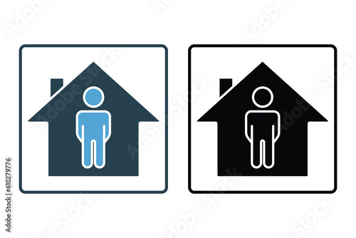 Quarantine icon. icon related to stay at home, social distancing. Solid icon style design. Simple vector design editable