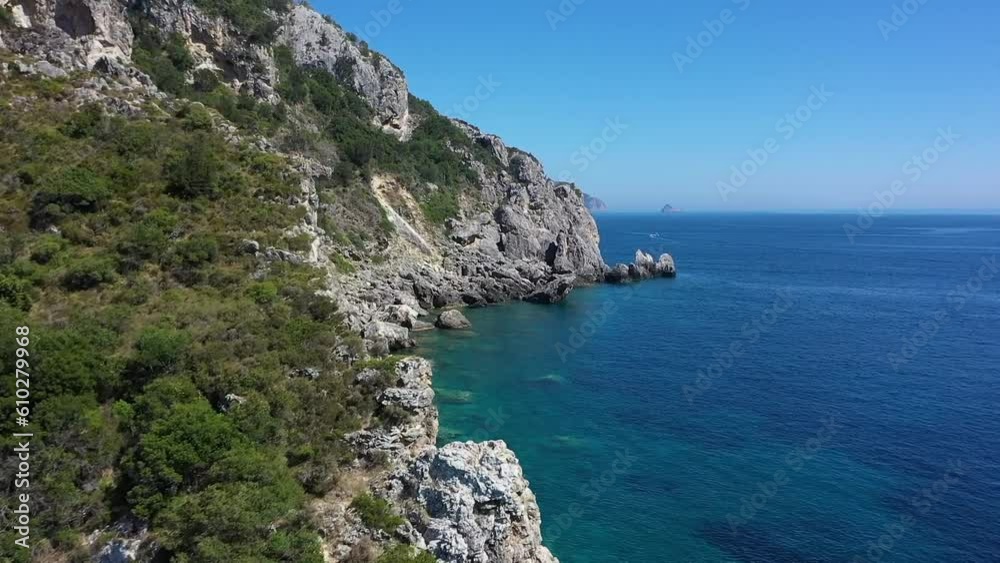 Panoramic aerial view of urban landscape on the Greek coast. Seascape on summer day. Panoramic aerial view of urban landscape on the Greek coast. Seascape on summer day.