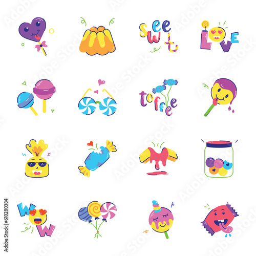 Set of Sweets Flat Stickers