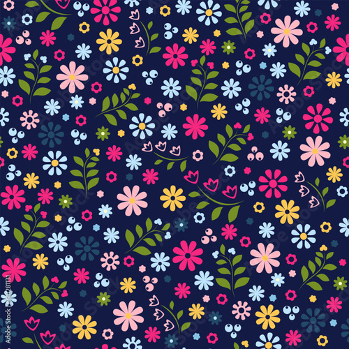 Wallpaper Mural Beautiful floral pattern in small abstract flowers. Small colorful flowers. Floral seamless background. Stock pattern Torontodigital.ca