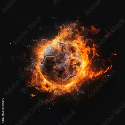 Handball in flames created with Generative AI