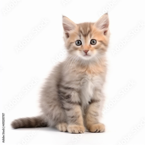 kitten close-up portrait. little kitten isolated on white background. AI generated content © Elena