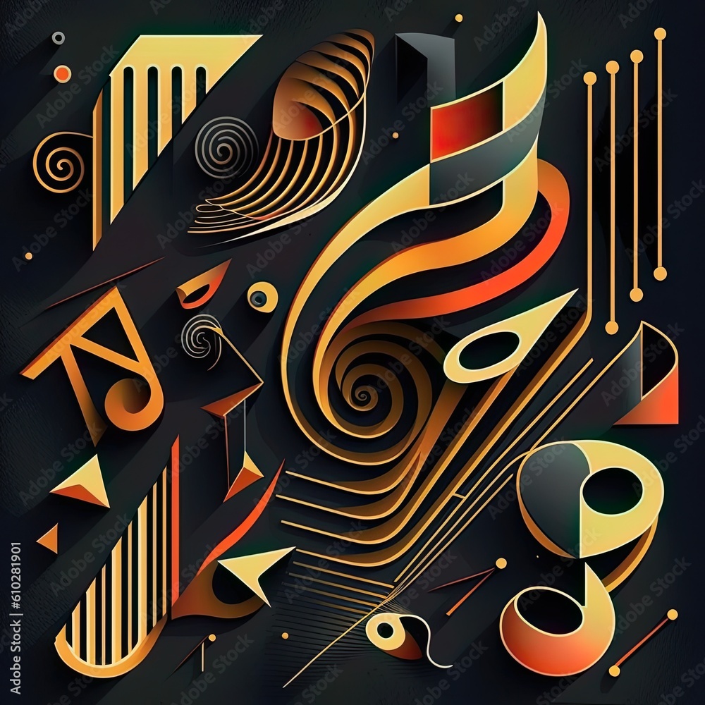 An abstract illustration of geometric patterns that are inspired by music - Artwork 34 An abstract illustration of geometric patterns that are inspired by music - Artwork 34