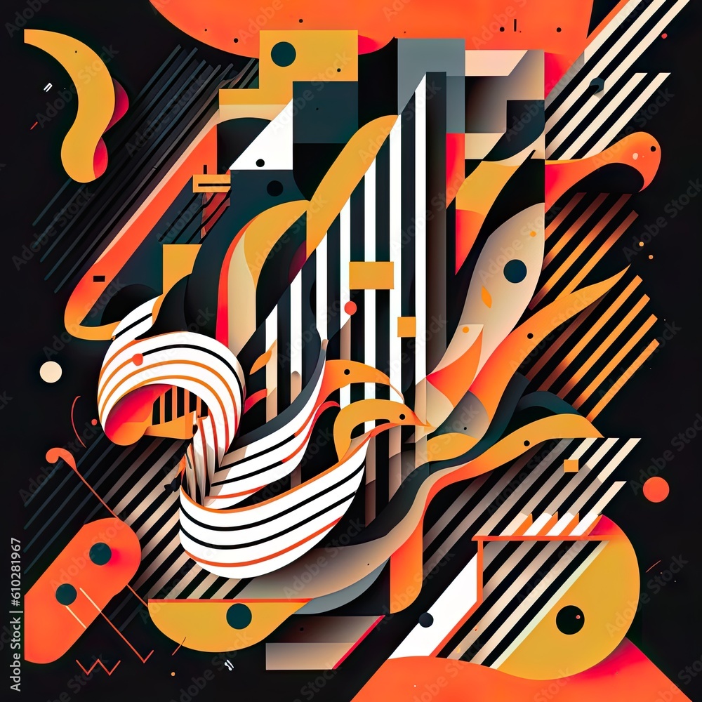 An abstract illustration of  geometric patterns that are inspired by music - Artwork 22
