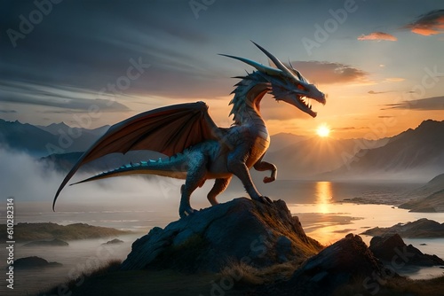 dragon at sunset