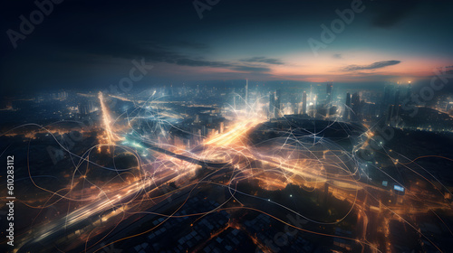 A visually captivating marketing image featuring a futuristic digital landscape. AI Generative