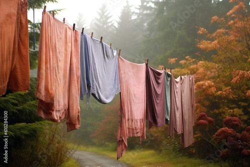 Laundry drying in the rain,...