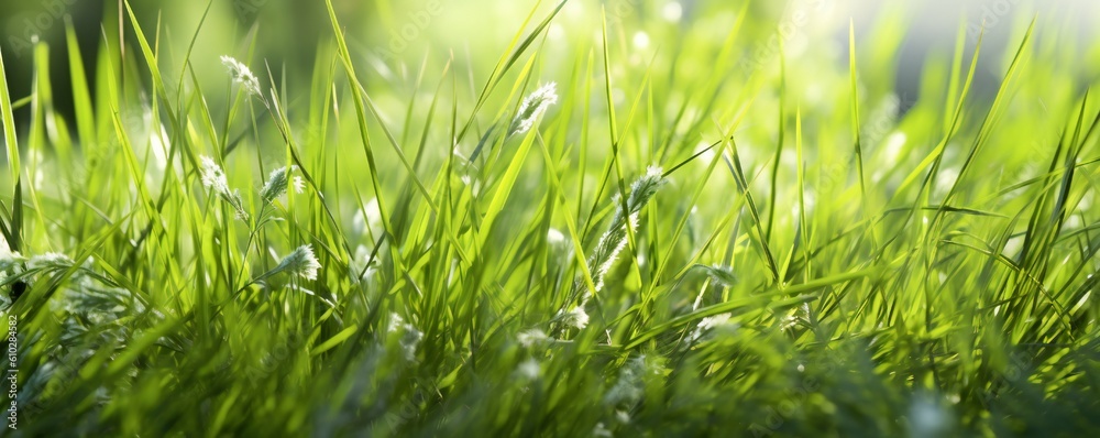 Green summer nature meadow grass background Generative AI Green summer nature meadow grass background Generative AI