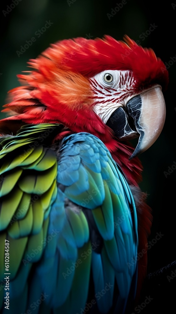 Obraz premium Close up of a beautiful parrot. Generative AI