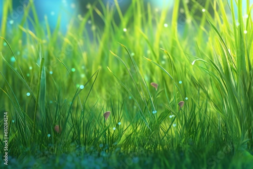 Green summer nature meadow grass background Generative AI