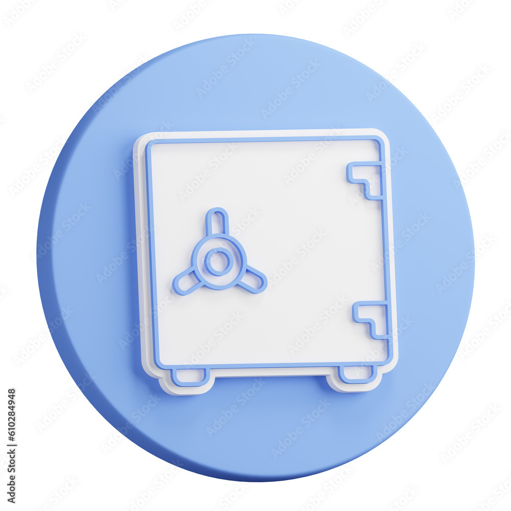3D button rendering of bank vault for storing money, jewelry and securities. Realistic blue white PNG illustration isolated on transparent background 3D button rendering of bank vault for storing money, jewelry and securities. Realistic blue white PNG illustration isolated on transparent background