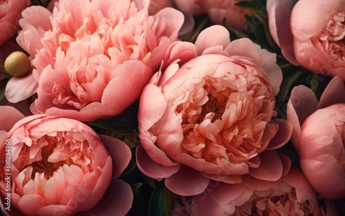 Luxury pink peonies close-up  petal details