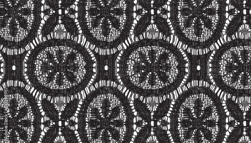 Realistic lace mesh fabric with floral and geometric patterns.