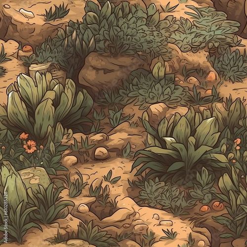 seamless hand painted dirt and floral pattern in the   s, seamless texture