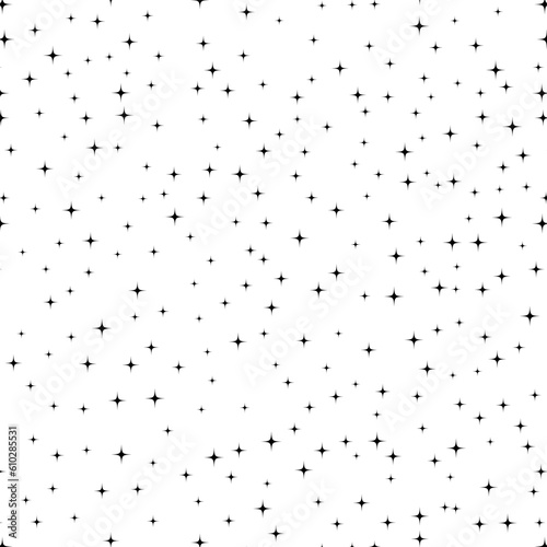 Star seamless pattern. Bright sparkles firework symbols background.