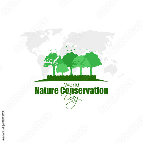 Vector illustration of World Nature Conservation Day social media story feed mockup template