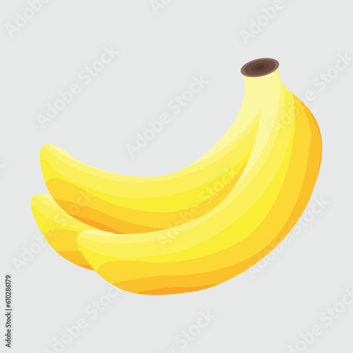 Cartoon bananas. yellow fruit and bunch of bananas. Tropical fruits, Isolated vector illustration icon