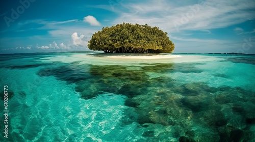 Tropical island in the maldives, Generative AI © AIExplosion