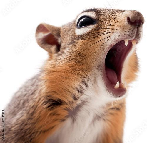 Yawning squirrel, no background/transparent background