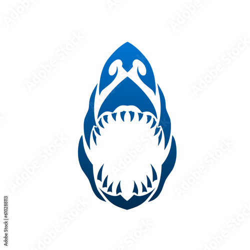 illustration vector graphic of tribal art shark jaws