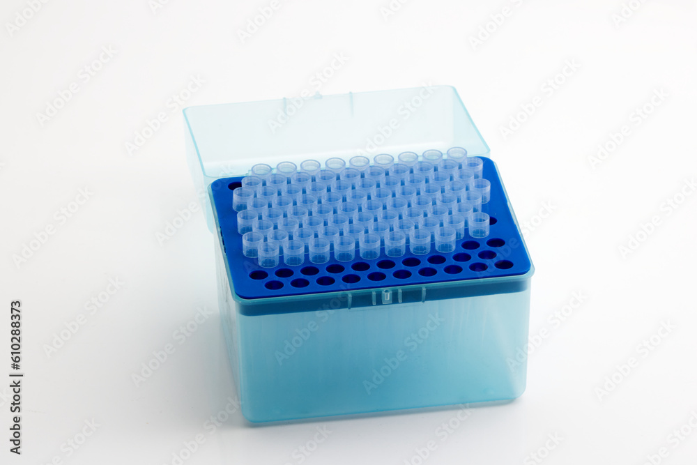 Blue tip box for scientific experiment and medical research Blue tip box for scientific experiment and medical research