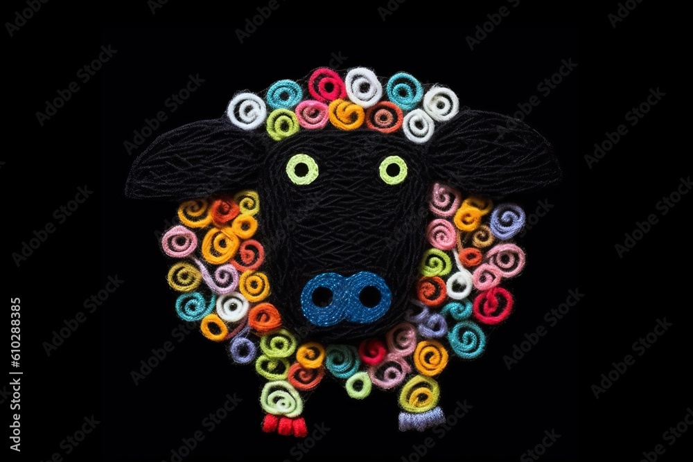 Obraz premium Shep that is made of threads. Beautiful illustration picture. Generative AI