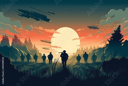 World war one, soldiers. Beautiful illustration picture. Generative AI