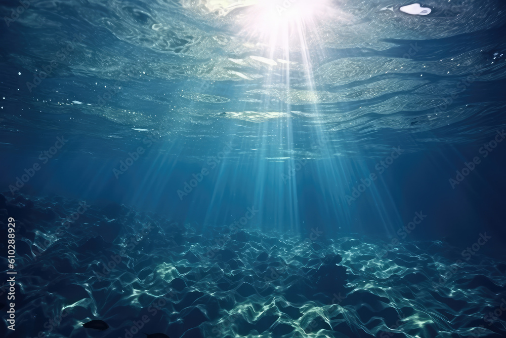 A beam of sunlight shining underwater.