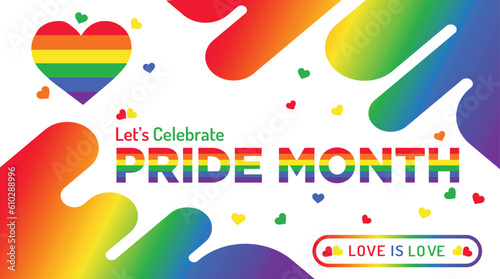 Happy Pride Month Banner. Celebrating pride month, parties, community, festival and social events. Vector illustration template.