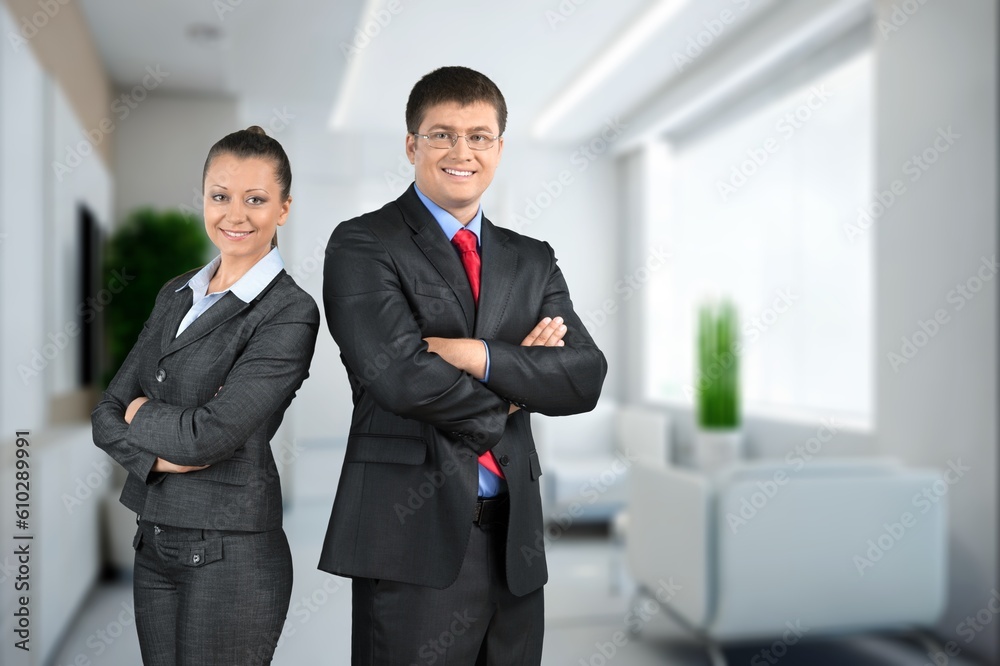 Young business couple man and woman with crossed hands Young business couple man and woman with crossed hands