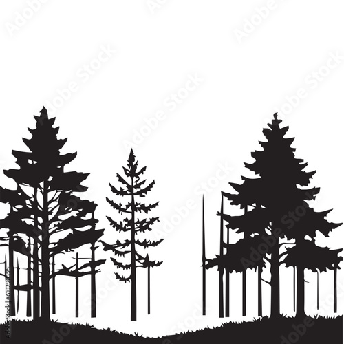 A Forest Vector silhouette Illustration Black Color
