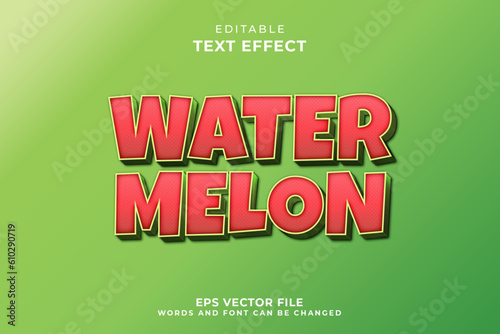 3d water melon text effect	