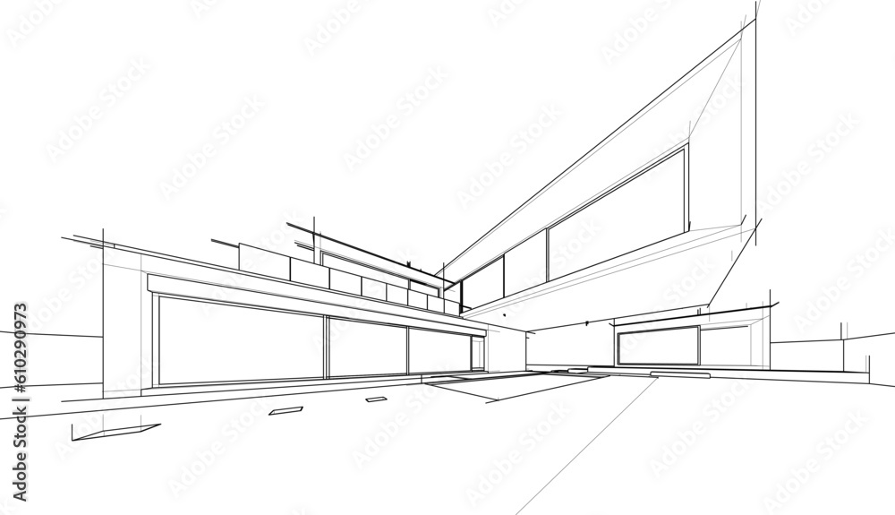 Architectural drawing of a house 3d rendering Architectural drawing of a house 3d rendering