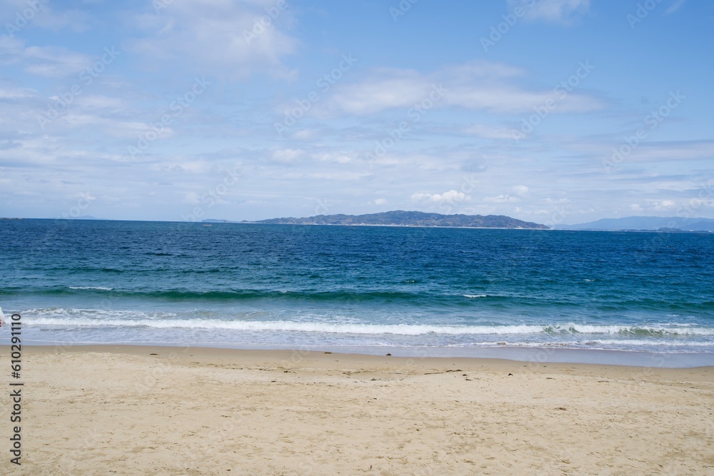 Shiga Island as seen from the beach in Itoshima