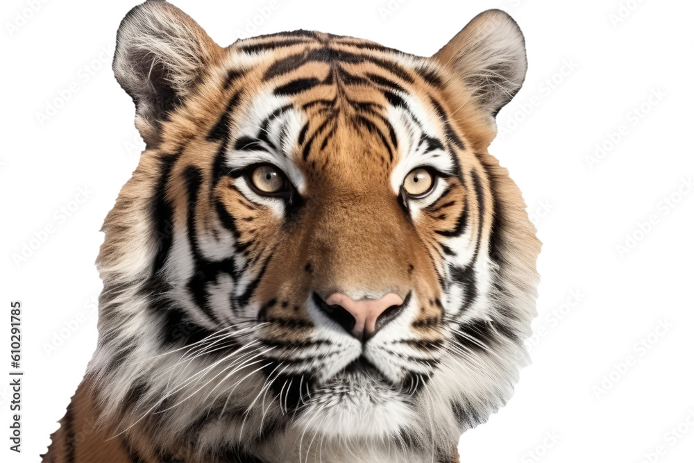Bengal Tiger Portrait On Isolated Transparent Background, Png. Generative AI Bengal Tiger Portrait On Isolated Transparent Background, Png. Generative AI