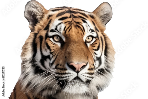 Bengal Tiger Portrait On Isolated Transparent Background, Png. Generative AI