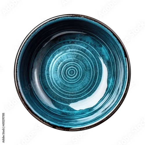 Blue Plate Directly Above View On Isolated Transparent Background, Png. Generative AI