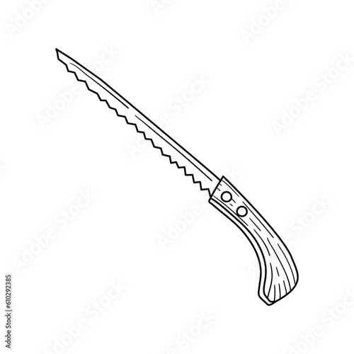 Doodle Manual saw icon in vector. Hand drawn Manual saw icon in vector