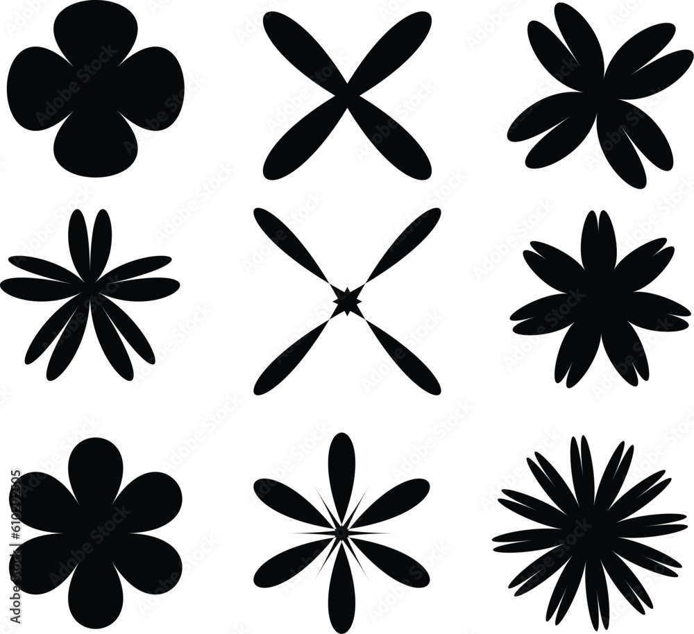 Fototapeta premium geometric brutalism forms sticker In Y2k style graphic design, black and white icon set