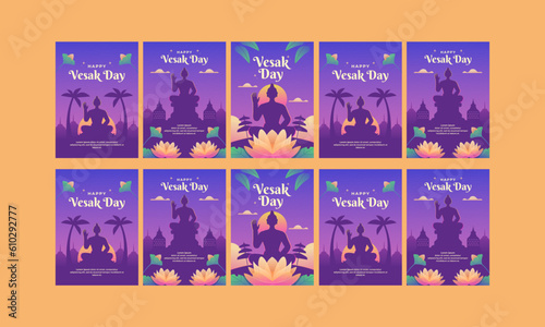 happy vesak day social media post vector flat design